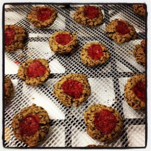Raw Strawberry Thumbprint Cookies