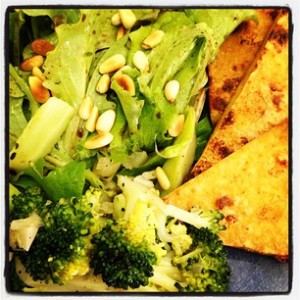 Broiled Tofu, Italian Broccoli and Salad
